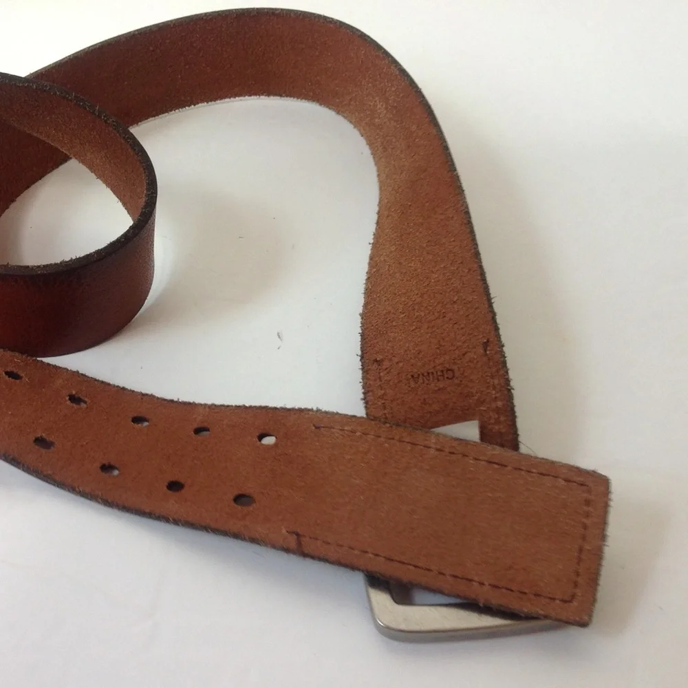 Vintage Brown Leather Belt Bucket Rugged Saddle